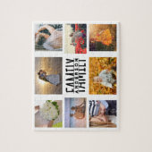 Familie 8 Foto Collage en Naam DIY Sjabloon White Legpuzzel (Verticaal)