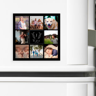 Familie 8 foto collage monogram naam aandenken