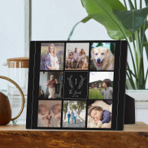 Familie 8 foto collage monogram naam gepersonalise