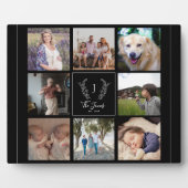 Familie 8 foto collage monogram naam gepersonalise fotoplaat (Voorkant)