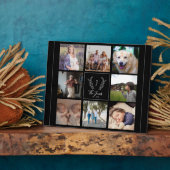 Familie 8 foto collage monogram naam gepersonalise fotoplaat (Zijkant)