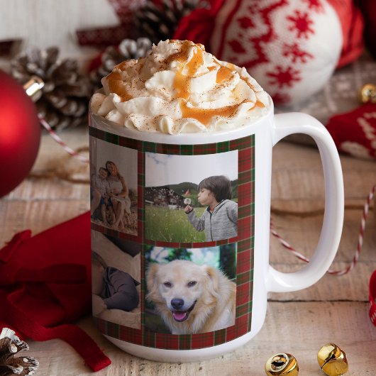 Familie 8 foto collage monogram naam gepersonalise koffiemok