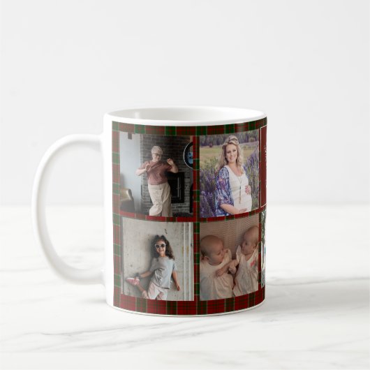 Familie 8 foto collage monogram naam gepersonalise koffiemok (Links)