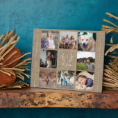 Familie 8 foto collage monogram naam rustiek fotoplaat (Zijkant)