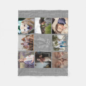 Familie 8 foto collage monogram naam rustig jute fleece deken (Voorkant)