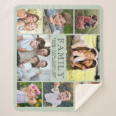 Familie 8 Foto Collage Sage Green Sherpa Deken (Voorkant)