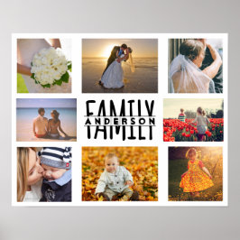 Familie 8 Foto Collage Sjabloon Plus Voeg Naam Toe Poster