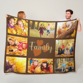 Familie 8 Foto Herfst Herfst Bruin Goud Hartjes Fleece Deken