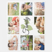 Familie 8 Foto Spring White Green Hearts Fleece Deken (Voorkant)