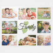 Familie 8 Foto Spring White Green Hearts Fleece Deken (Voorkant (Horizontaal))