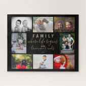 Familie 8 Fotocollage Modern Script Legpuzzel (Horizontaal)