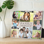 Familie 8 Fotocollage Taupe Fotoplaat<br><div class="desc">Een taupe plaquette om uw favoriete afbeeldingen van het gezin weer te geven met een 8-foto collage van ouders,  kinderen,  grootouders,  kleinkinderen,  andere familieleden,  huisdieren,  enz.,  "FAMILIE" in elegante typografie,  en uw familienamen of andere tekst in eenvoudige typografie.</div>