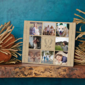 Familie 8 Naam foto collage monogram rustic Fotoplaat (Zijkant)