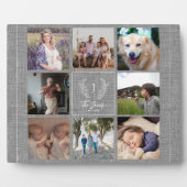 Familie 8 Naam foto collage monogram rustic Fotoplaat (Voorkant)