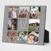 Familie 8 Naam foto collage monogram rustic Fotoplaat (Zijkant)