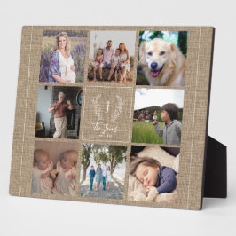 Familie 8 Naam foto collage monogram rustic Fotoplaat