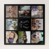 Familie 8 Naam van foto-collage monogram Legpuzzel (Horizontaal)