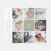 Familie 8 Photo Collage Monogram Sage Groen Fleece Deken (Voorkant (Horizontaal))