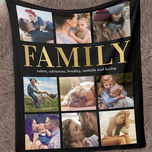Familie 9 Foto Collage Cozy Fleece Deken