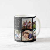 Familie 9 foto collage monogram naam gepersonalise koffiemok (Voorkant rechts)