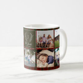 Familie 9 foto collage monogram naam gepersonalise koffiemok