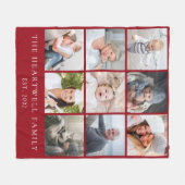 Familie 9 Fotocollage Gepersonaliseerde Cranberry  Fleece Deken (Voorkant (Horizontaal))