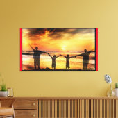 Familie aan strandzijde canvas afdruk (Insitu (Woonkamer))