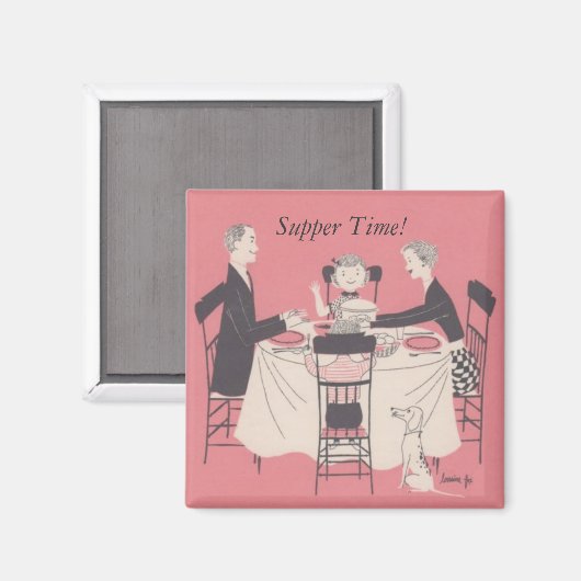 familie aan tafel, Avondmaal! Magneet (Voorkant / Achterkant)