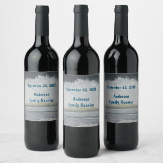 Familie aan zee Reünie Ocean Jaarlijkse Beach Vaka Wijn Etiket
