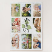 Familie Aangepast 8 Foto's Witte Groene Harten Legpuzzel (Verticaal)