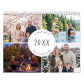 Familie Aangepast Modern Script Foto Collage Kalender (Hoes)