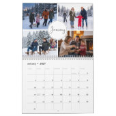 Familie Aangepast Modern Script Foto Collage Kalender (Jan 2027)