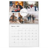 Familie Aangepast Modern Script Foto Collage Kalender (Feb 2027)