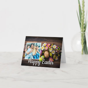 Familie Aangepaste Easter Eggs Fotosjabloon Feestdagen Kaart