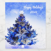 Familie aangepaste kerstboom wijnflessen wijn etiket (Enkel label)