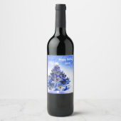 Familie aangepaste kerstboom wijnflessen wijn etiket (Voorkant)