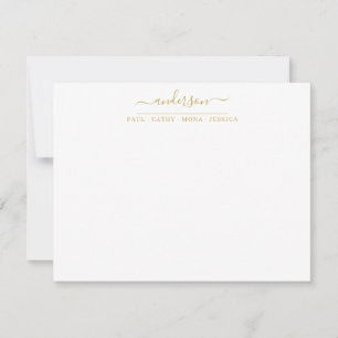 Familie Achternaam Faux Gold Script Kalligrafie Notitiekaartje