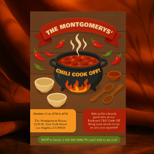 Familie Achtertuin Chili Cook Off Potluck Herfst P Kaart