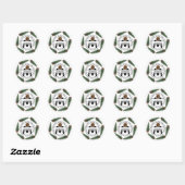 Familie Adres RSVP Monogram Witte Kerstboom Ronde Sticker (Vel)