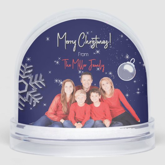 Familie afbeelding Kerst en Nieuwjaar Groeten Sneeuwbol (Voorkant)