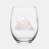 Familie afbeelding Kerst Wijnglas Zonder Voet (Achterkant)