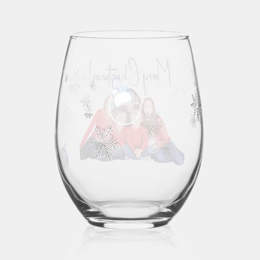 Familie afbeelding Kerst Wijnglas Zonder Voet (Achterkant)