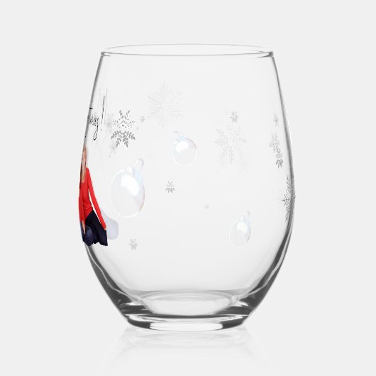 Familie afbeelding Kerst Wijnglas Zonder Voet (Links)