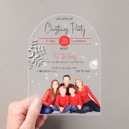 Familie afbeelding kerstfeest acryl uitnodigingen (Insitu (Draagbaar))