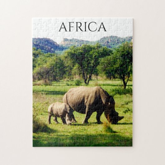 familie afrika rhino legpuzzel (Verticaal)