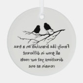 Familie als takken op een Gezegde Vogels Glas Ornament (Achterkant)