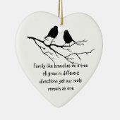 Familie als takken op een Gezegde Vogels Keramisch Ornament (Rechts)