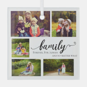 Familie Altijd voor altijd 5 foto collage citaat Glas Ornament