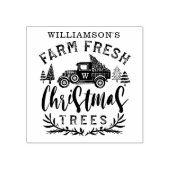 Familie Antieke Kerstboom Bezorgtruck Rubberstempel (Afrduk)