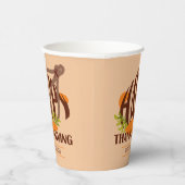 Familie artistieke Thanksgiving Turkije Brown & Or Papieren Bekers (Rechts)